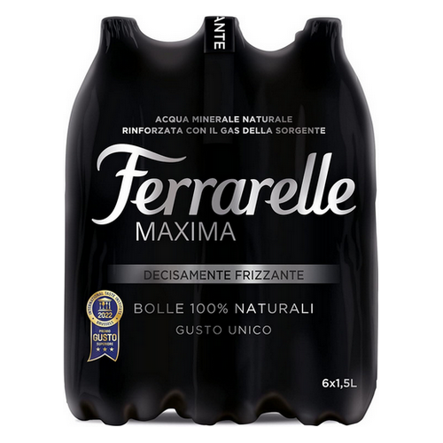 Acqua Ferrarelle Maxima Decisamente Frizzante fardello da 6 bottiglie da 1.5 lt