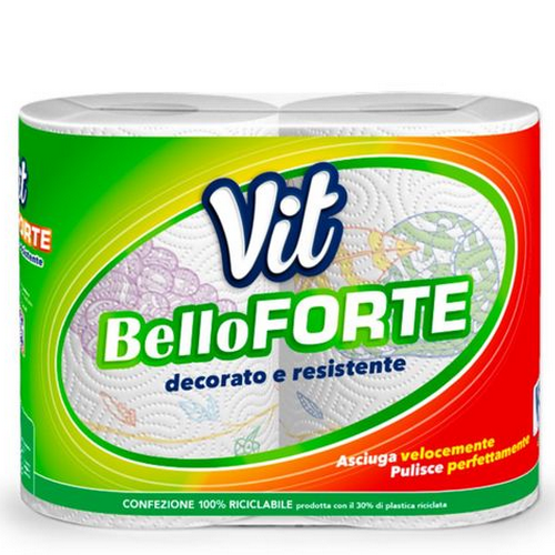 Asciugatutto Vit BelloForte Decorato e Resistente 2 Maxi Rotoli