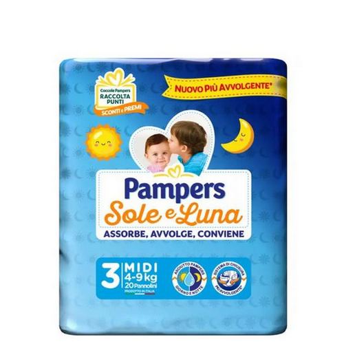 Pannolini Pampers Sole e Luna Taglia 3 Midi 4-9 kg.