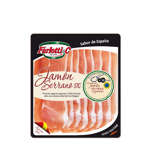 Prosciutto Spagnolo Jamon Serrano Furlotti Affettato in confezione da Gr.100