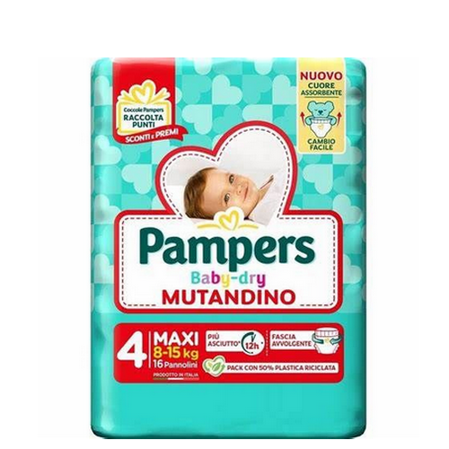 Pannolini Pampers Baby Dry Mutandino Taglia 4 Maxi 8-15 kg.