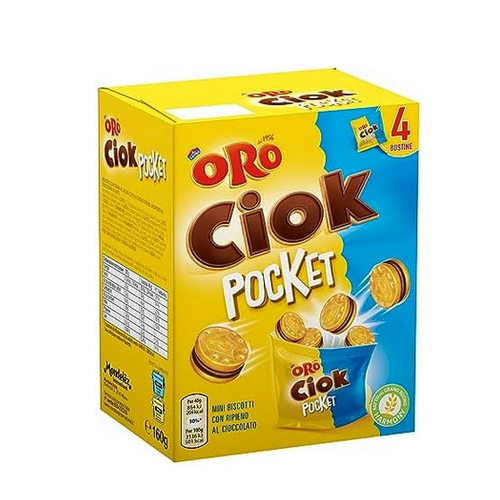Biscotti Oro Ciok Saiwa Pocket Ripieni di Cioccolato Multipack 4 confezioni da Gr.40