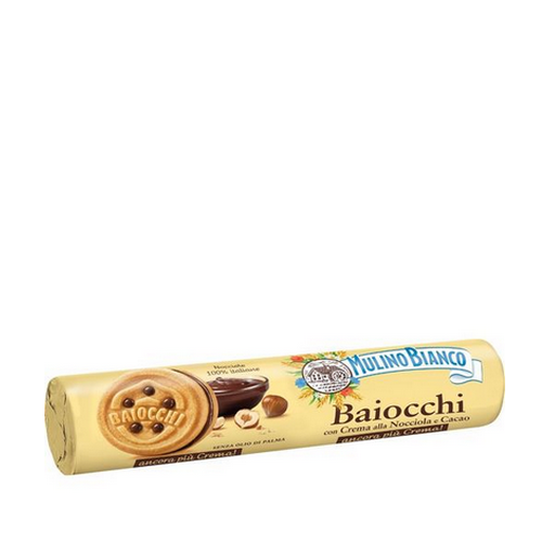 Biscotti Mulino Bianco Baiocchi alla Nocciola e Cacao Tubo da Gr.168