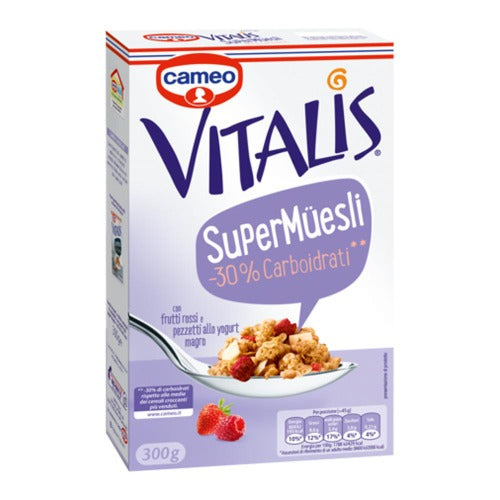 Vitalis Cameo Super Müesli -30% Carboidrati Con Frutti Rossi E Yogurt Da 300 Gr. - Magastore.it