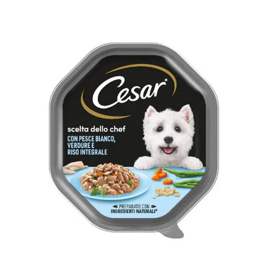 Cesar Cani vaschetta con Pesce Bianco, Verdure e Riso Integrale gr.150 - Magastore.it