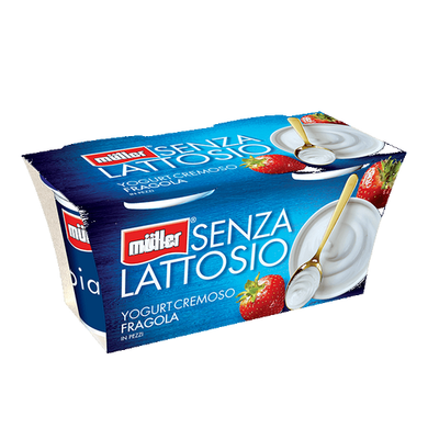 Yogurt Müller senza lattosio alla fragola cremoso intero 2 x gr.125 - Magastore.it