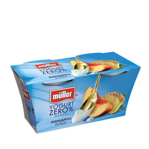 Yogurt Müller Magro 0% Grassi all'ananas e pesca in pezzi 2 x gr.125 - Magastore.it