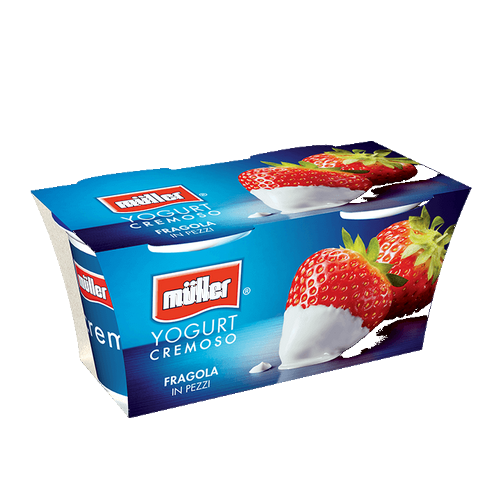 Yogurt Müller alla fragola cremoso intero a pezzi 2 x gr.125 - Magastore.it