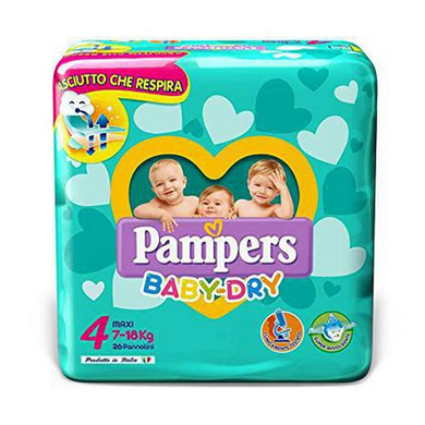 Pannolini Pampers Baby Dry taglia 4 Maxi 7-18 kg. - Magastore.it