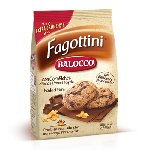Biscotti Balocco Fagottini con Corn Flakes Fiocchi di Avena e gocce cioccolato gr.700 - Magastore.it