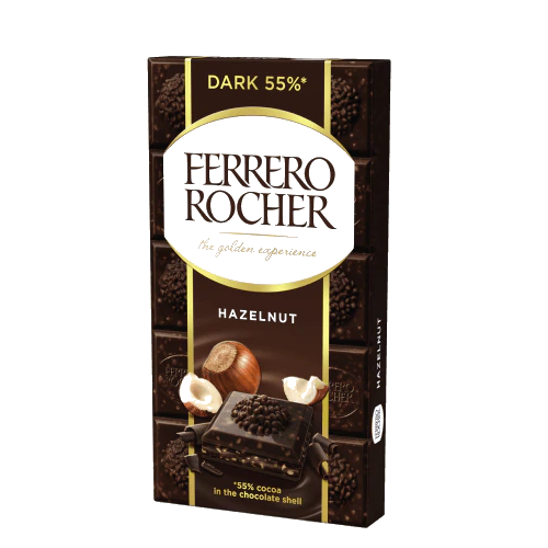 Tavoletta di cioccolato Ferrero Rocher fondente 55% con nocciole gr.90 - Magastore.it