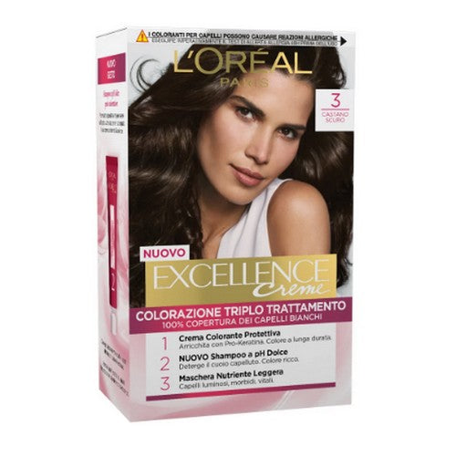 Colorazione Permanente Per Capelli L'Oréal Excellence Creme Con Applicatore Castano Scuro N°3 - Magastore.it